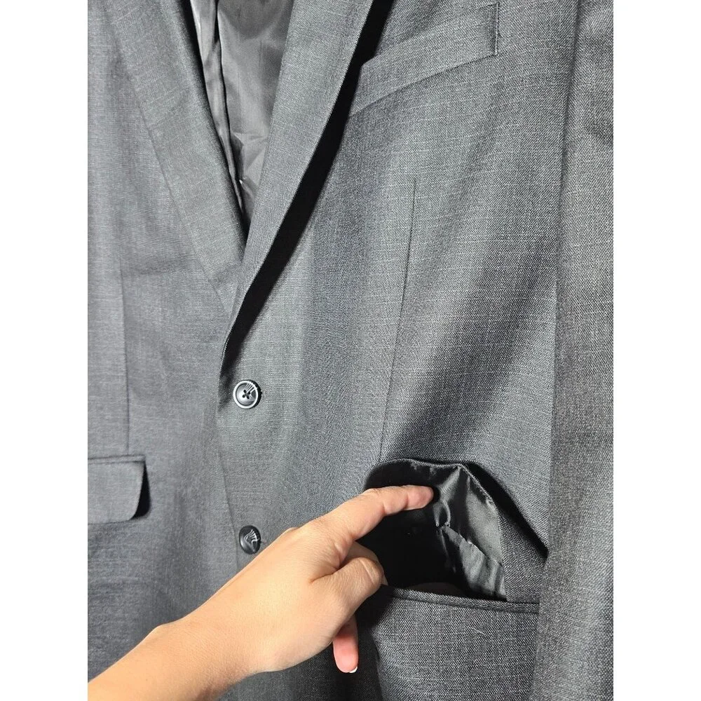 Kenneth‎ Cole Reaction Mens Gray Techni-Cole Blazer Sports Coat Jacket 46R